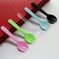 thumbnail image 4 of EeaseMX 100 tenedores/cucharas desechables de plástico creativos 2 en 1 para pasteles, helados, ensaladas, frutas y postres (negros), 4 of 7