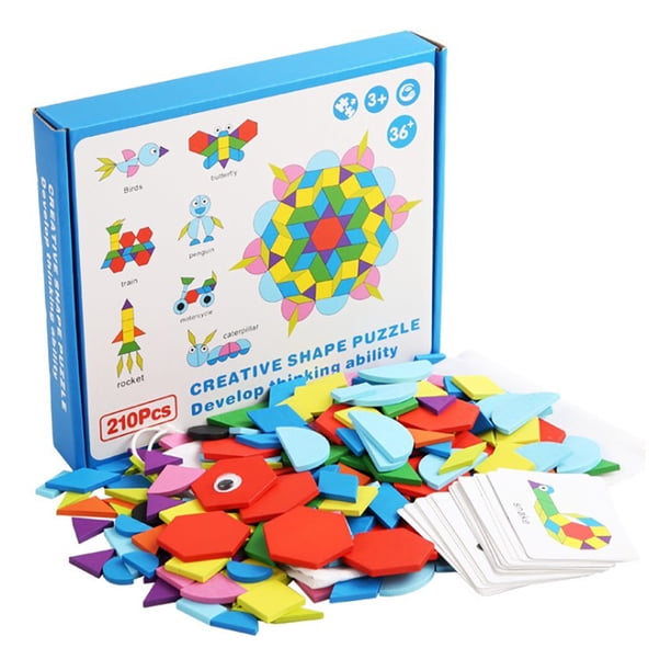 Rompecabezas De Madera 210 Piezas Bloques De Patrón De Madera Juego De Juguetes Educativos Tangram Para Niños Scienceny FN005732-00