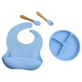 thumbnail image 2 of Juego de 4 platos de silicona para alimentos antideslizantes para alimentación de bebés, accesorios para alimentos (azul claro) Tmvgtek Para estrenar, 2 of 9