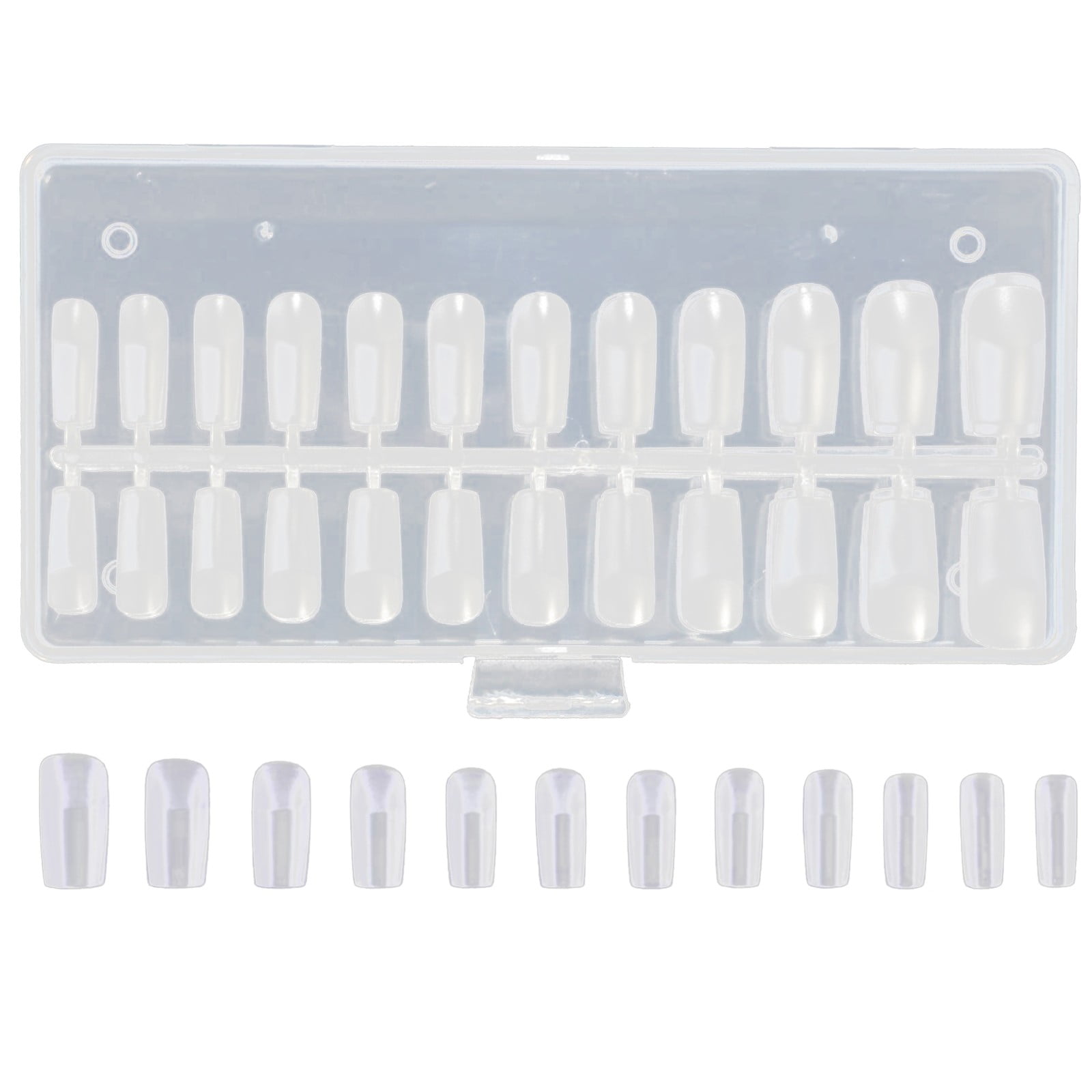 Natural Nail Tips Medium Short Nail Tips Coffin Shape Half Cover Short Coffin Nail Tips for Small Hands Acrylic Nail Trainer Forms Nail Pack on Acrylic Nails Coffin Medium Nail