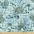 thumbnail image 2 of Ambesonne Floral Fabric by the Yard Upholstery, Flowers Leaves Hydrangea, 1 Yard, Pale Sky Blue Grey and White, 2 of 5
