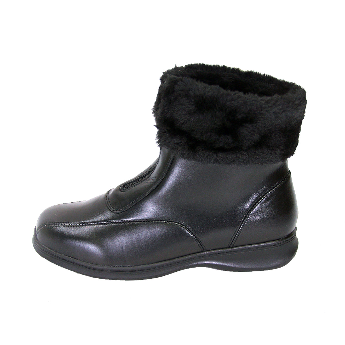 PEERAGE Lana Women Extra Wide Width Leather And Fleece Bootie BLACK 10.5