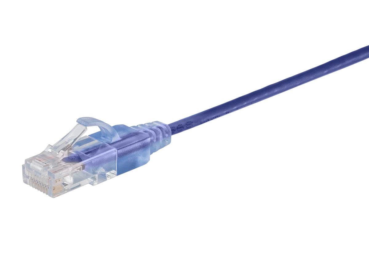 Monoprice SlimRun Cat6A Ethernet Patch Cable - Network Internet Cord - RJ45, Stranded, UTP, Pure Bare Copper Wire, 30AWG, 6in, Purple, 10-Pack