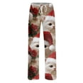 thumbnail image 4 of Women's Drawstring Christmas Printed Casual Pants, Long Trousers with Elastic Waist for Comfortable Wear, Festive Design for Holiday Season,Vermilion,S, 4 of 6