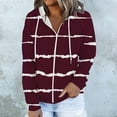thumbnail image 5 of Usmixi 2023 Winter Womens Sweatshirt Coat Hooded Coat for Women Fashion Striped Print Zip up Drawstring Hoodies Tops Lightweight Casual Long Sleeve Fall Sweatshirt Outwear with Pocket Up to 65% off, 5 of 7