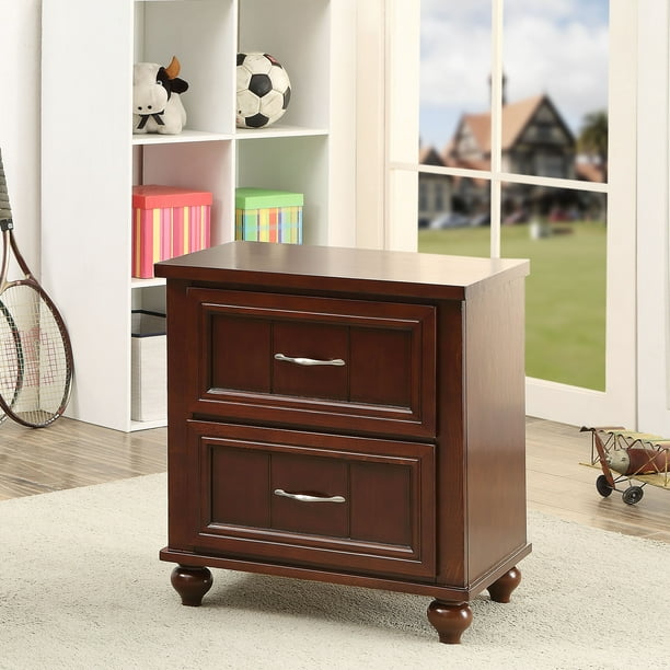 Furniture of America Aida Transitional 2Drawer Nightstand, Espresso