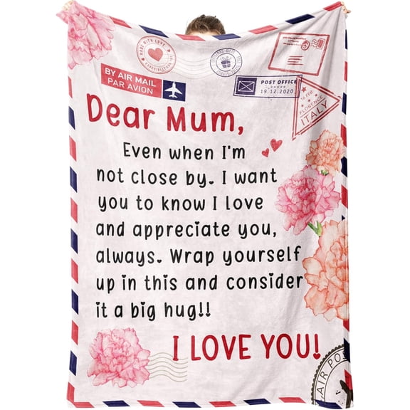 Mum Gifts Blanket, Gifts for Mum on Her Birthday, Mum Gifts from Daughter Son, Christmas Day Gifts for Mum, Mummy Gifts, Dear Mum Throw Blanket, 60" * 50