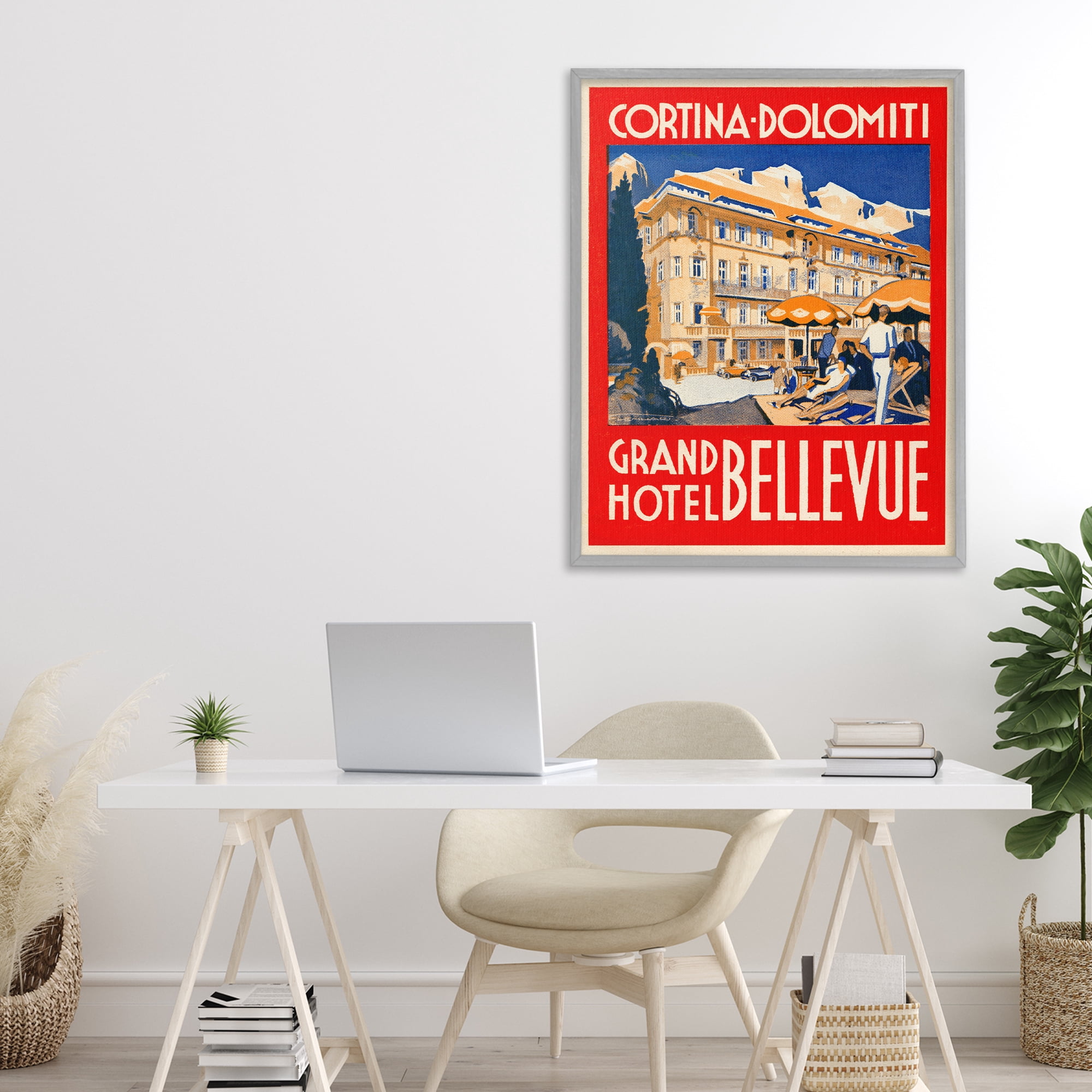 Stupell Industries Grand Hotel Bellevue Vintage Gray Framed Giclee Art, design by Print Collection