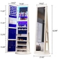 thumbnail image 2 of Aukfa 360° Swivel Jewelry Armoire,LED Jewelry Organizer Stand with Full Length Mirror,White, 2 of 8