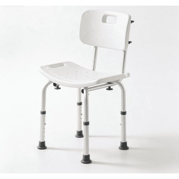 Adjustable Height Shower Chair with Back, Heavy‑Duty Aluminum Shower Seat, Tool‑Free Assembly Bathroom Safety Stool for Seniors & Elderly