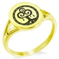 thumbnail image 1 of Stainless Steel Nature Magic Rune Minimalist Oval Top Polished Statement Signet Ring, 1 of 1