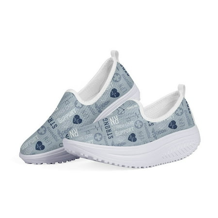 

WHEREISART Fashion Nurse-heart Pattern Summer Women Mesh Shoes Woman Casual Sneakers Nursing Ladies Swing Slimming Zapatos 2024