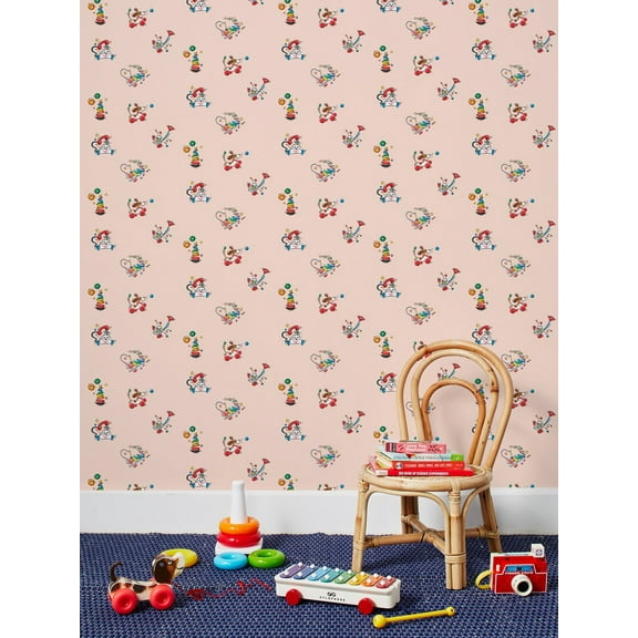 Animated Toys Removable Vinyl Wallpaper By Fisher-Price - Peach