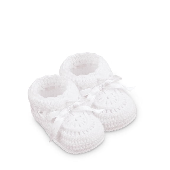 Jefferies Socks Baby Girls Boys Socks Hand Crochet Ribbon Crib Shoe Booties, 1 Pair