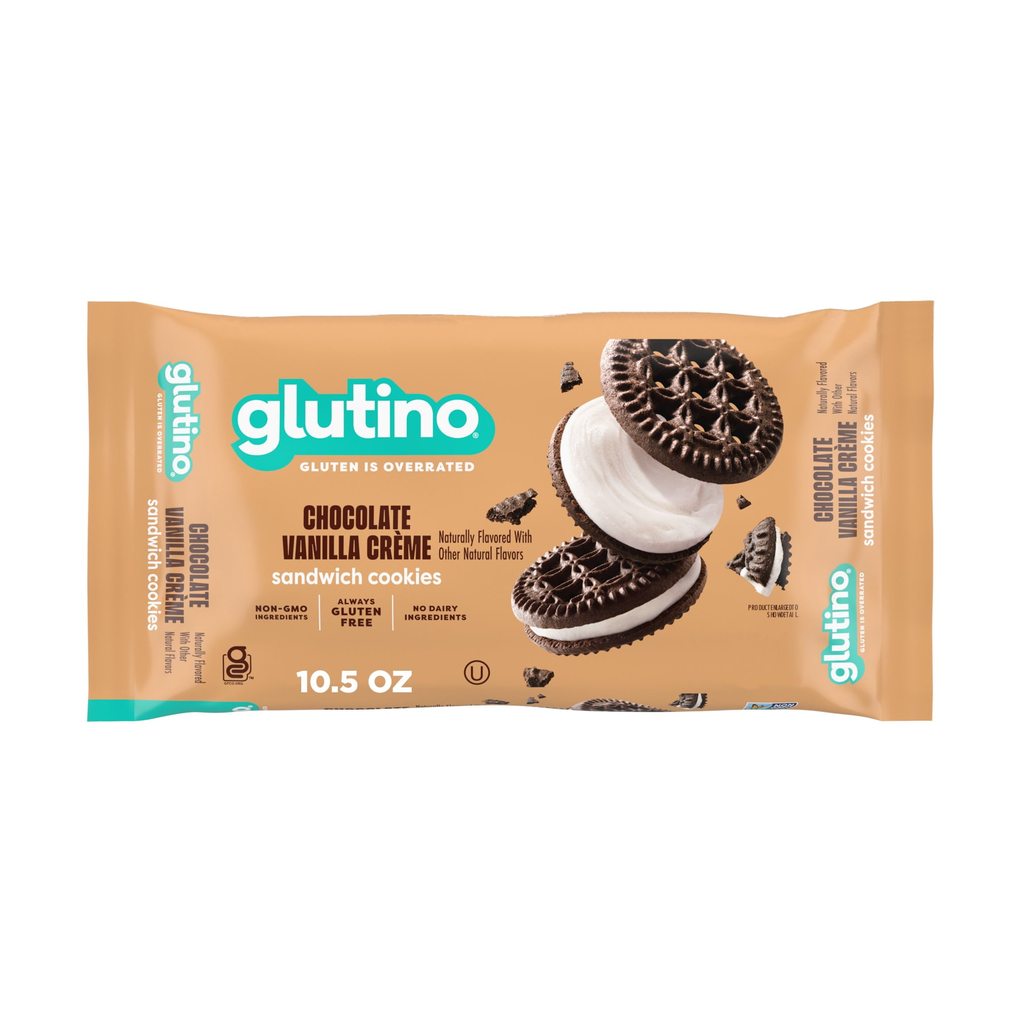 (2 pack) Glutino Gluten Free Chocolate Vanilla Crème Flavored Sandwich Cookies, 10.5 oz.