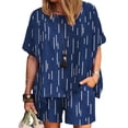 thumbnail image 4 of Mujeres Casual Verano Cuello redondo Impreso Manga corta Tops y pantalones cortos Conjunto de dos piezas Traje Wmkox8yi bvn1036, 4 of 9
