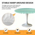 thumbnail image 2 of Elastic Fitted Round Tablecloth, Teal Green Boho Waterproof Stretch Table Cover for 45"-54" Tables, Vintage Ethnic Tribe Abstract Art Washable Outdoor Tablecloths for Patio, Picnic, Camping, 2 of 9
