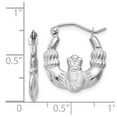 thumbnail image 3 of Real 14kt White Gold Satin and Diamond-cut Claddagh Hoop Earrings; for Adults and Teens; for Women and Men, 3 of 3