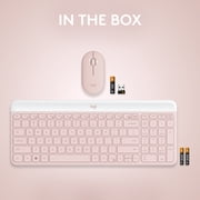 Logitech MK470 Slim Wireless Keyboard and Mouse Combo - Modern Compact Layout, Ultra Quiet, 2.4 GHz USB Receiver, Rose