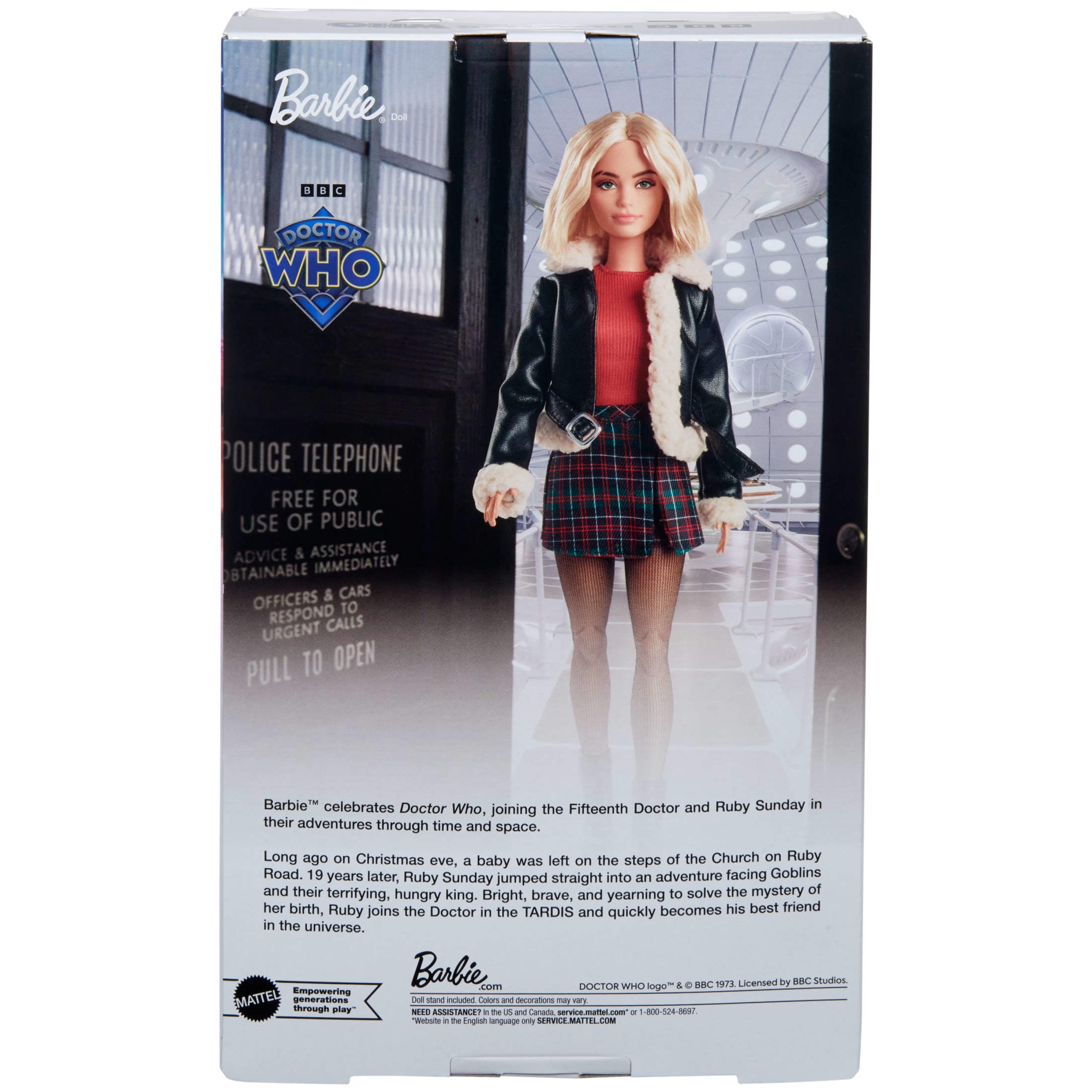 Ruby Sunday Barbie Doll, Dr. Who Collectible with Doll Stand & Certificate of Authenticity