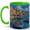 Green, variant on Colorful Harbor 11oz Ceramic Mug, Coastal Village Boat Art