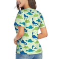 thumbnail image 3 of Fuzoiu Cute Dinosaur Blue Green Print Women's Classic V-Neck T-Shirt, Short Sleeve V Neck Tees for Casual Everyday Wear,Casual Fit Tee,Summer Fashion Tops-XX-Large, 3 of 5