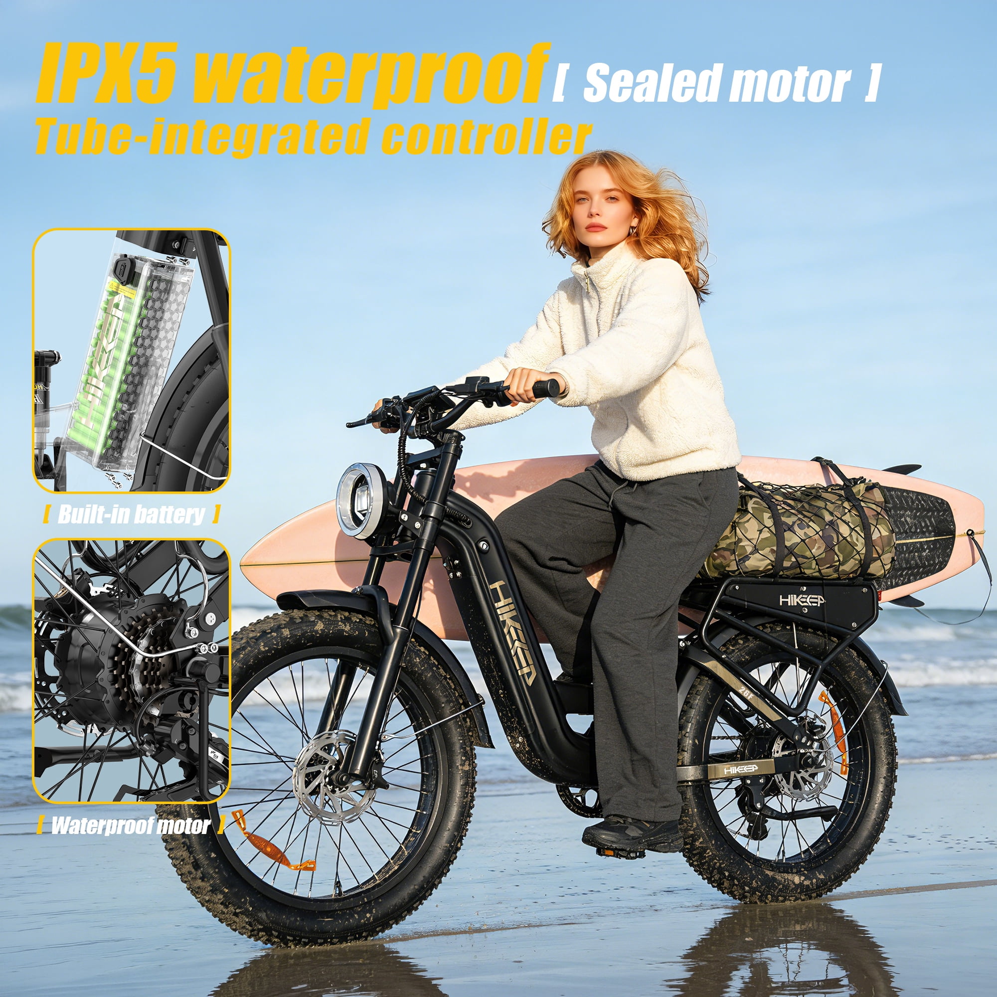 Electric Bike for Adults, 2000W 4000W Peak Motor, 48V 25Ah Removable Battery, 26x4.0 Fat Tire Ebike, 7-Speed Shimano, Front Fork & Linkage Suspension, Rear Rack, 40MPH, UL2849, Black