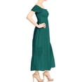 thumbnail image 4 of Womens Off Shoulder Boho Lace Semi Sheer Smocked Party Maxi Long Dress, 4 of 7
