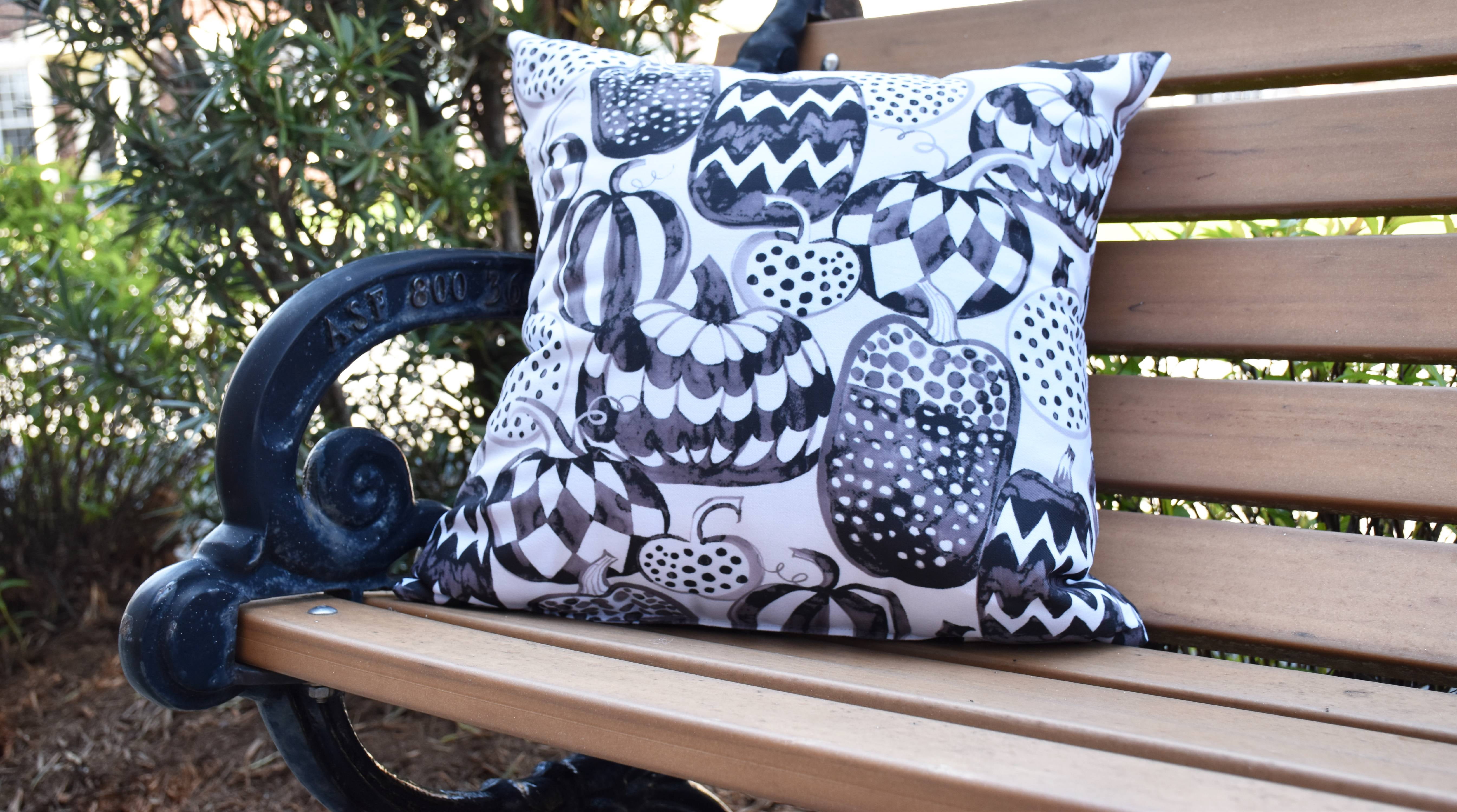 Simply Daisy, 16" x 16" Pumpkins Galore Cream Halloween Print Decorative Throw Pillow