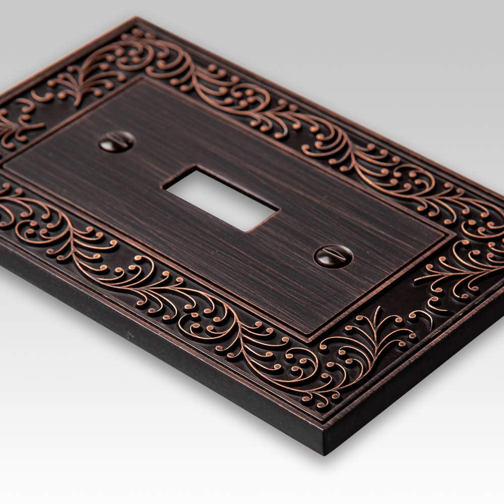 Amerelle 43TVB English Garden Wallplate, 1 Toggle, Cast Metal, Aged Bronze, 1-Pack