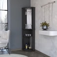 thumbnail image 2 of Corner Bar Cabinet with Glass Doors, 75 Inch Tall Farmhouse Wine Bar Cabinet with Two Shelves and Stemware, Home Bar for Dining Room/Living Room/Kitchen, Black, 2 of 5