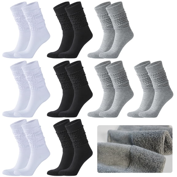 Usavemo 9 Pairs Slouch Socks Cotton Cushion Boot Socks Scrunch Socks Stacked Socks Leg Warmer for Women Size 9-11