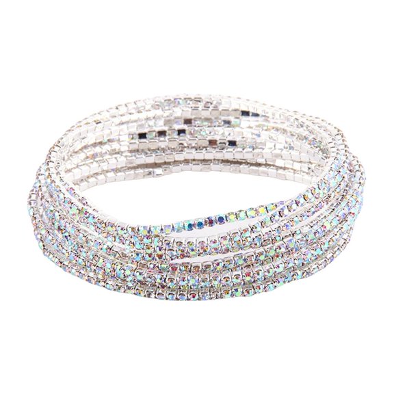 lanema Fashionable Colorful Gemstones Bracelet Crystal Beaded Wristchain Elastic Rhinestones Handchain Accessory for Party