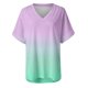 thumbnail image 3 of Gibobby Playera TéRmica Ligera Mujeres Casual Summer Tops Floral de manga corta V cuello Tee T Camisa Lados sueltos Tunic dividido（Verde， XXL), 3 of 5