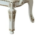 thumbnail image 4 of 27 Inch Classic Vegan Leather Armchair, Button Tufted, Carved, White - Saltoro Sherpi, 4 of 5