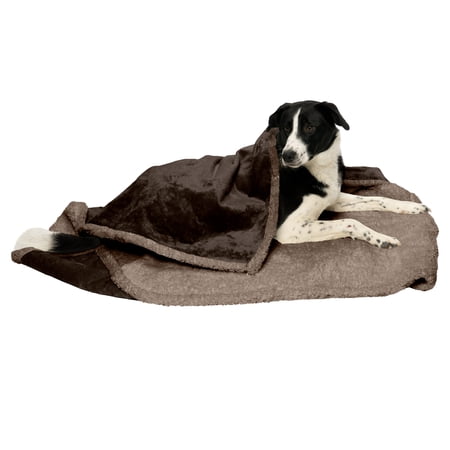 FurHaven Snuggly & Warm Soft-Edge Warming Waterproof Pet Throw Blanket - Extra Large Espresso