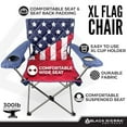 thumbnail image 3 of Black Sierra XL American Flag Camping Chair – Oversized Patriotic Foldable Outdoor Seat with Padding, Dual Cup Holders, Heavy-Duty Frame Supports 300 lbs – Ideal for 4th of July, Beach, RV, Patio, 3 of 6