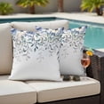 thumbnail image 4 of Blue Eucalyptus Outdoor Waterproof Pillow Covers, Farmhouse Flowers Leaf White Watercolor Decorative Square Throw Pillowcase Sofa Cushion Sham for Patio/Couch/Chair, 18"x18" 2 Pack, 4 of 8