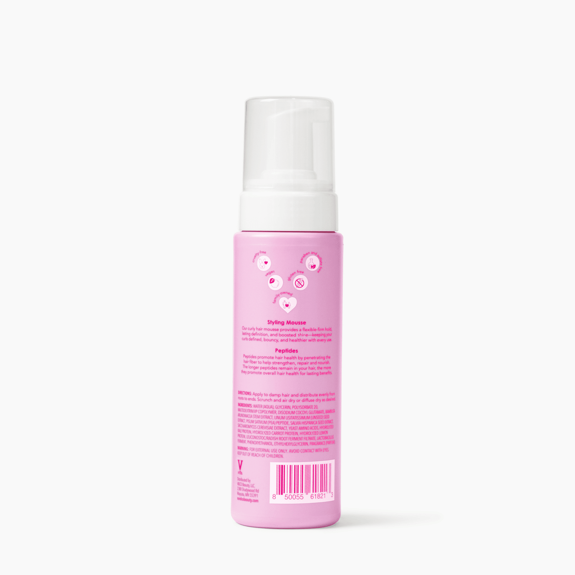 V&Co. Beauty Curly Pop Curl Defining Mousse – Curl Mousse for Curly Hair, Anti Frizz & Moisturizing Hair Care with Peptides & Jojoba Oil, 7 fl oz