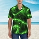 thumbnail image 2 of Fotbe Green Lightning Camisa Hawaiana para Hombre Unisex – Camisa Casual de Verano con Botones de Manga Corta de Algodón y Lino,3X-Large, 2 of 7