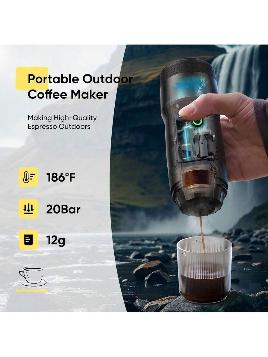 Portable Coffee Maker For Travel, Portable Electric Espresso Machine, Car Self-Heating Coffee Maker With USB-DC, Travel Coffee Machine For Camping, Compatible With NS Capsules & Ground Coffee