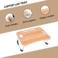 thumbnail image 4 of Laptop Bed Table,Notebook Table Dorm Desk,Portable Lap Desk,Notebook Table Dorm Desk with Foldable Legs & Cup Slot,for Eating Breakfast,Reading,Watching Movie on Bed/Sofa(60 x 40cm) (Wood), 4 of 8