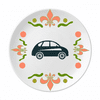 Geometric Classic Cars Green Outline Flower Ceramics Plate Tableware Dinner Dish