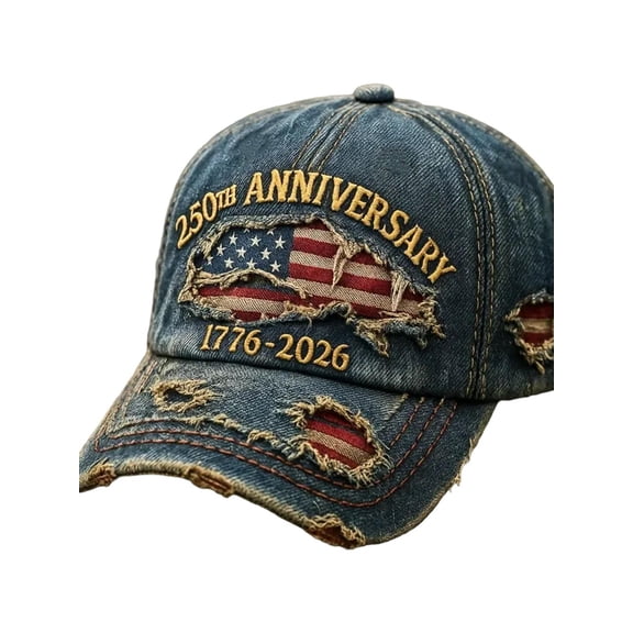 250th Anniversary USA Hat – Distressed Retro 1776-2026 Cap, We The People Embroidery, Adjustable Patriotic Baseball Hat for Men Women(Royal Blue)