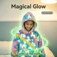 thumbnail image 4 of Kids Glow in The Dark Hooded Blanket Hoodie, Oversized Wearable Blanket for Boys & Girls Flannel Fleece One Size Purple G0P, 4 of 7