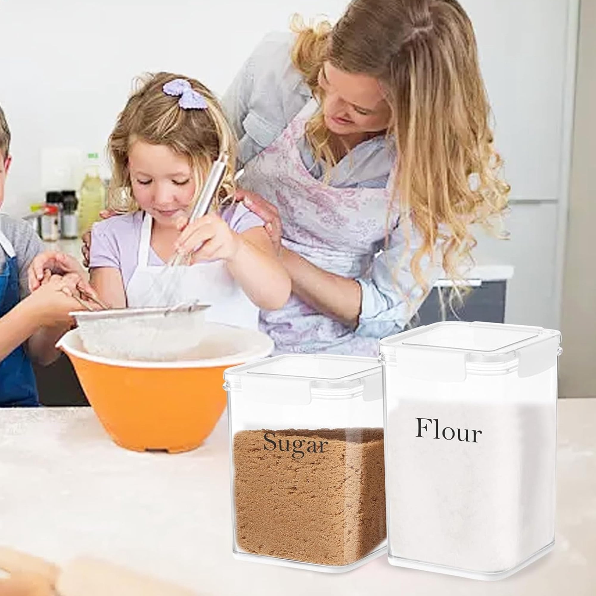 Pethiy Airtight Food Storage Containers with Lids, Food Jar Canisters for Flour, Sugar, Rice, Food Storage for Kitchen Pantry Organization 2 Pcs Set 4L&5L, BPA Free