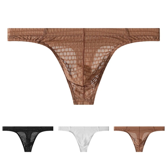 oelaio Mens Briefs Soft Breathable Bikinis G-String Underwear T-Back Underpanties Low Rise Comfort Sport Underwear White M