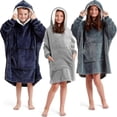 thumbnail image 1 of Snuggaroo Boys Girls Children's Soft Fleece Oversized Hooded Wearable Blanket 6-14 Years, 1 of 2