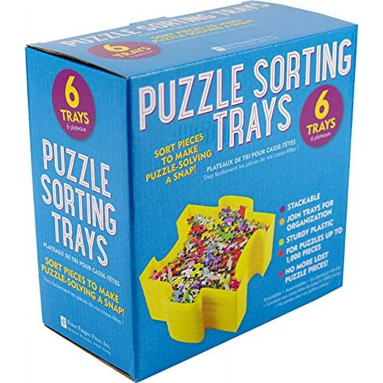 8 Stackable Puzzle Shaped Sorting Trays - Plus Included 1000 Piece Puzzle -  Organize Puzzles Up to 1500 Pieces (Blue)
