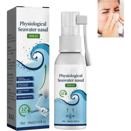 Saline Nasal Moisturizing Spray, Saline Nasal Spray Moisturizer for Nasal Congestion Runny-Nose Dry Itching Physiological Seawater Nasal Spray (1 pcs)